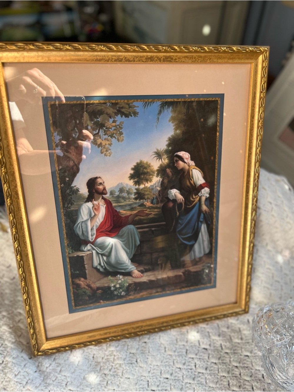 Framed Religious Art Print in Gold Frame - Multicolor -Homco
